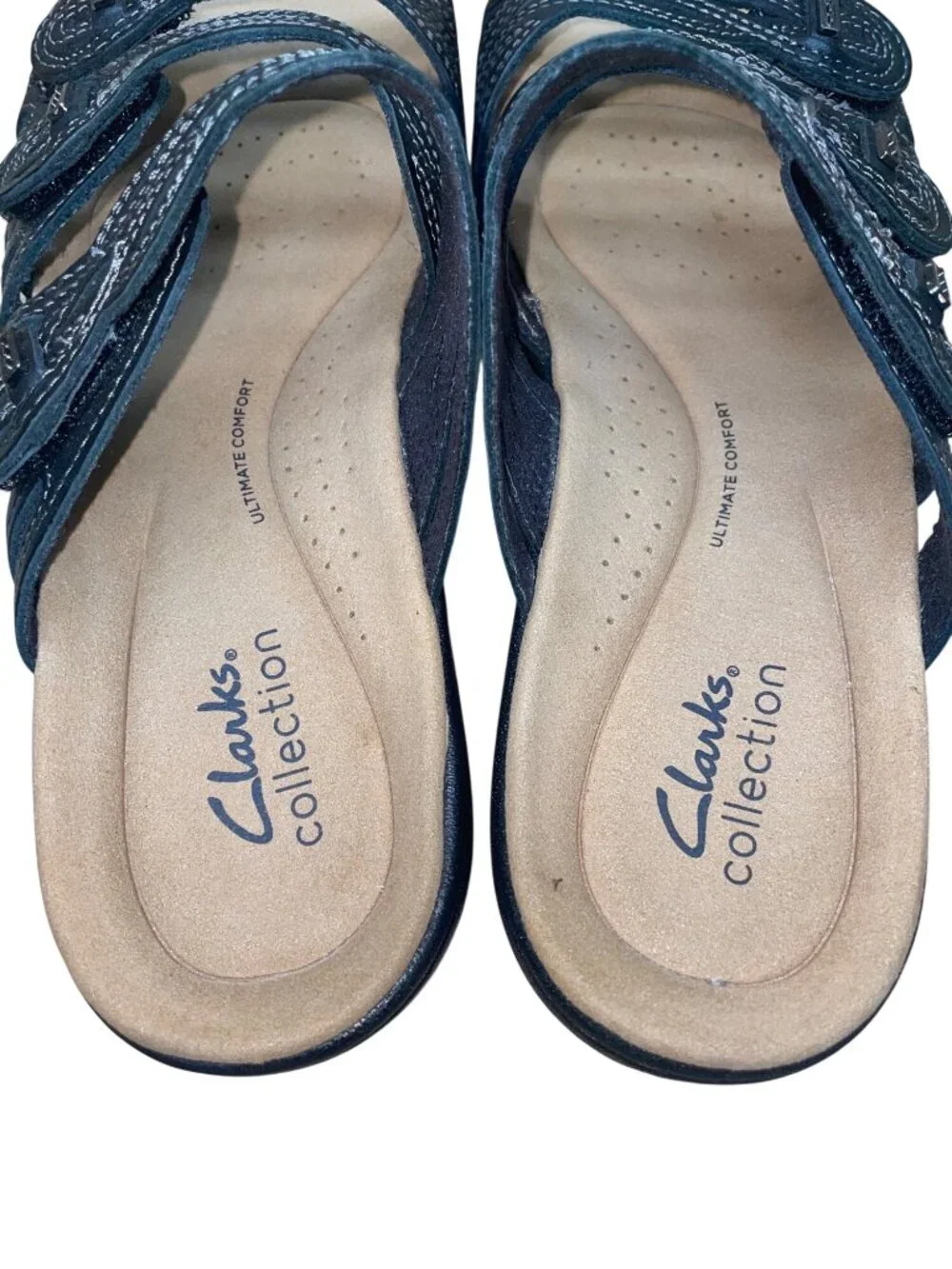 Clarks Women’s Black Leather Ultimate Comfort Ruby Slide Sandals Size 8.5 M - Picture 6 of 9